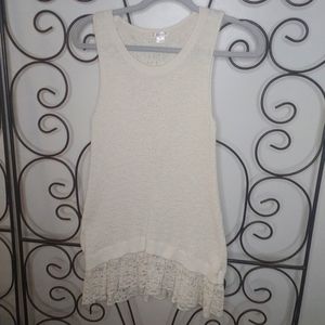 Sleeveless knit long sweater. Lace hem. Xhilaration M